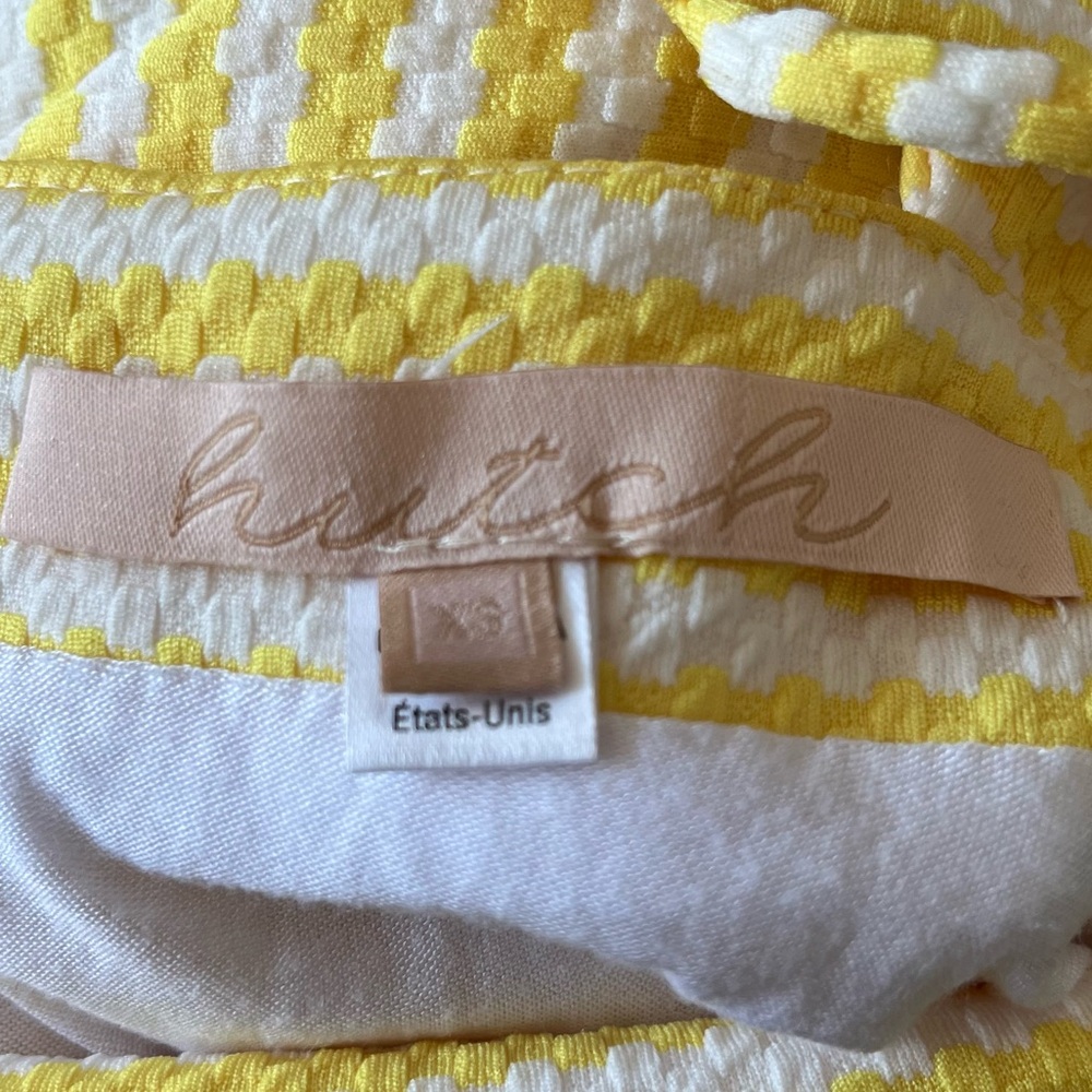 Anthropologie Hutch Molly Striped Yellow White Bow Spaghetti Strap Dress EUC XS - Picture 8 of 12